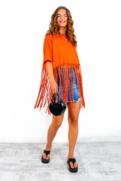 Ain't No Tassel - Orange Oversized Top