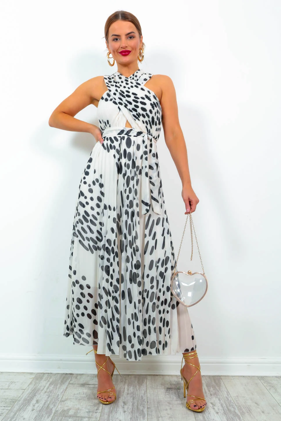 Artemis - White Spot Pleated Maxi Dress - Image 6