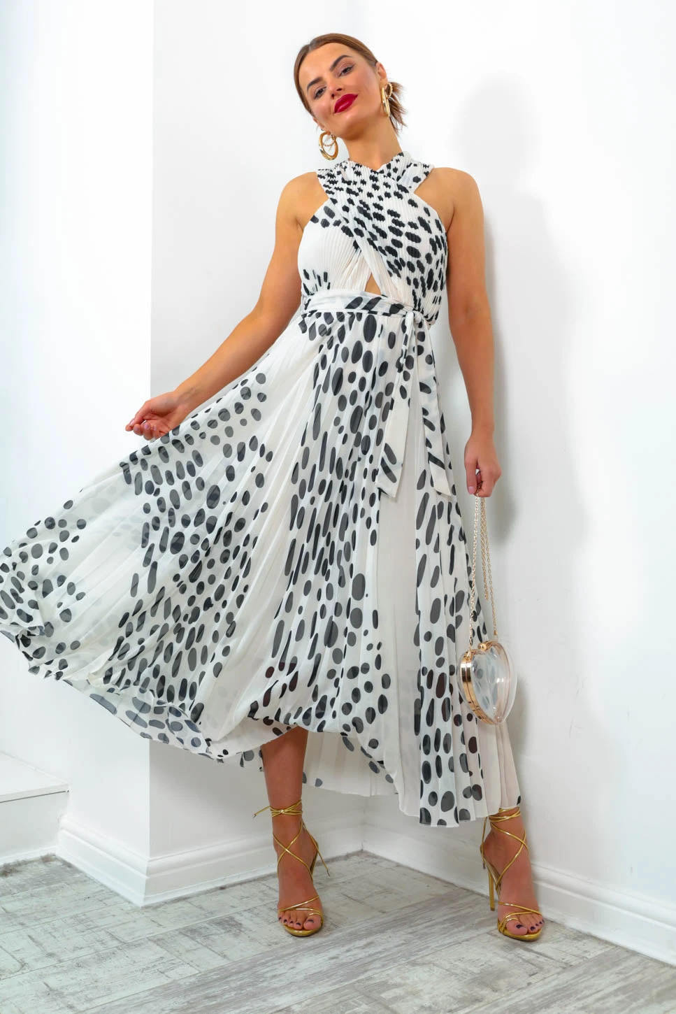 Artemis - White Spot Pleated Maxi Dress - Image 4