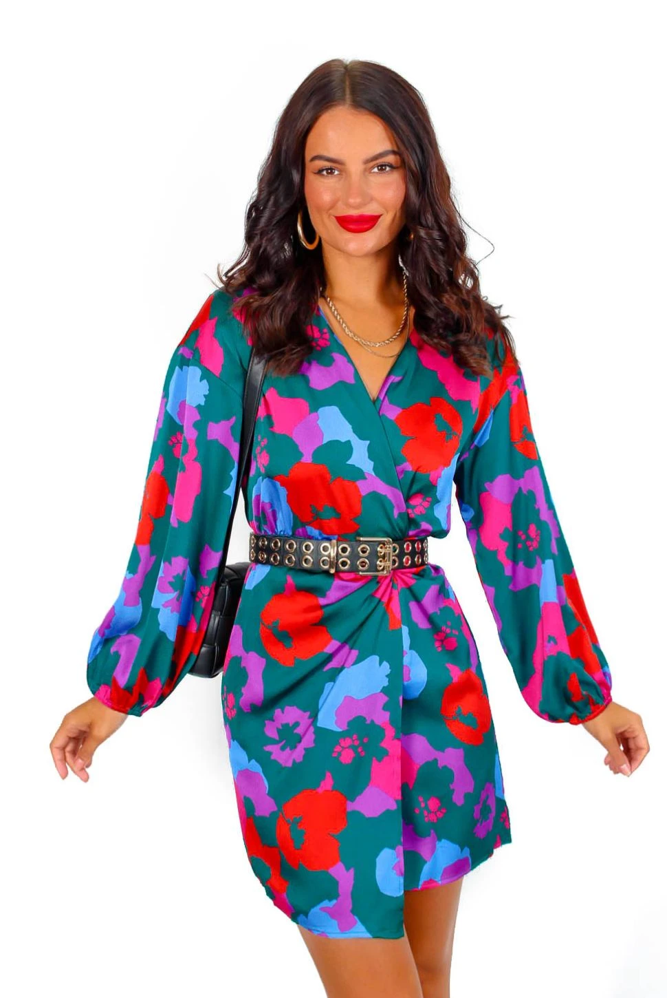 Botanical Love - Forest Multi Floral Mini Wrap Dress - Image 5