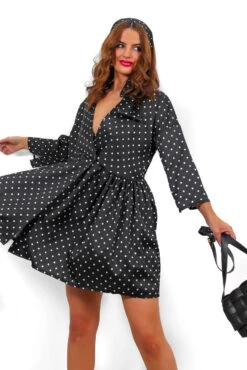 Bow Love Lost - Black Polka Dot Mini Dress