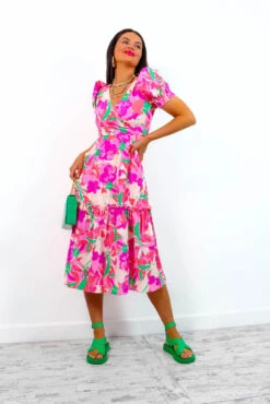 Catching Feels - Pink Purple Floral Midi Dress