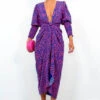 Glamorous Drive Em Wild - Navy Pink Leopard Midi Wrap Dress