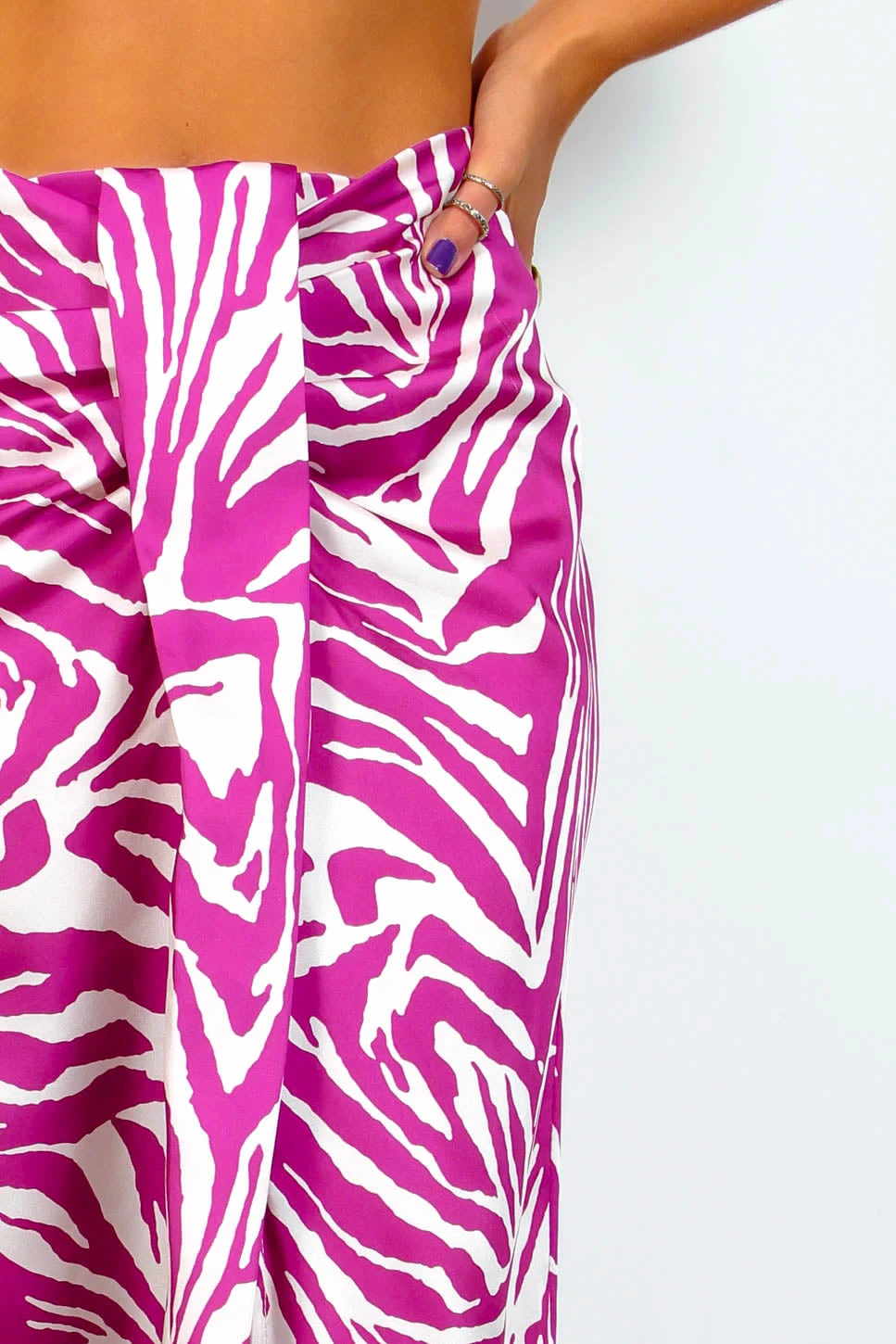 Eternal Style - Magenta Zebra Knot Front Midi Skirt - Image 4