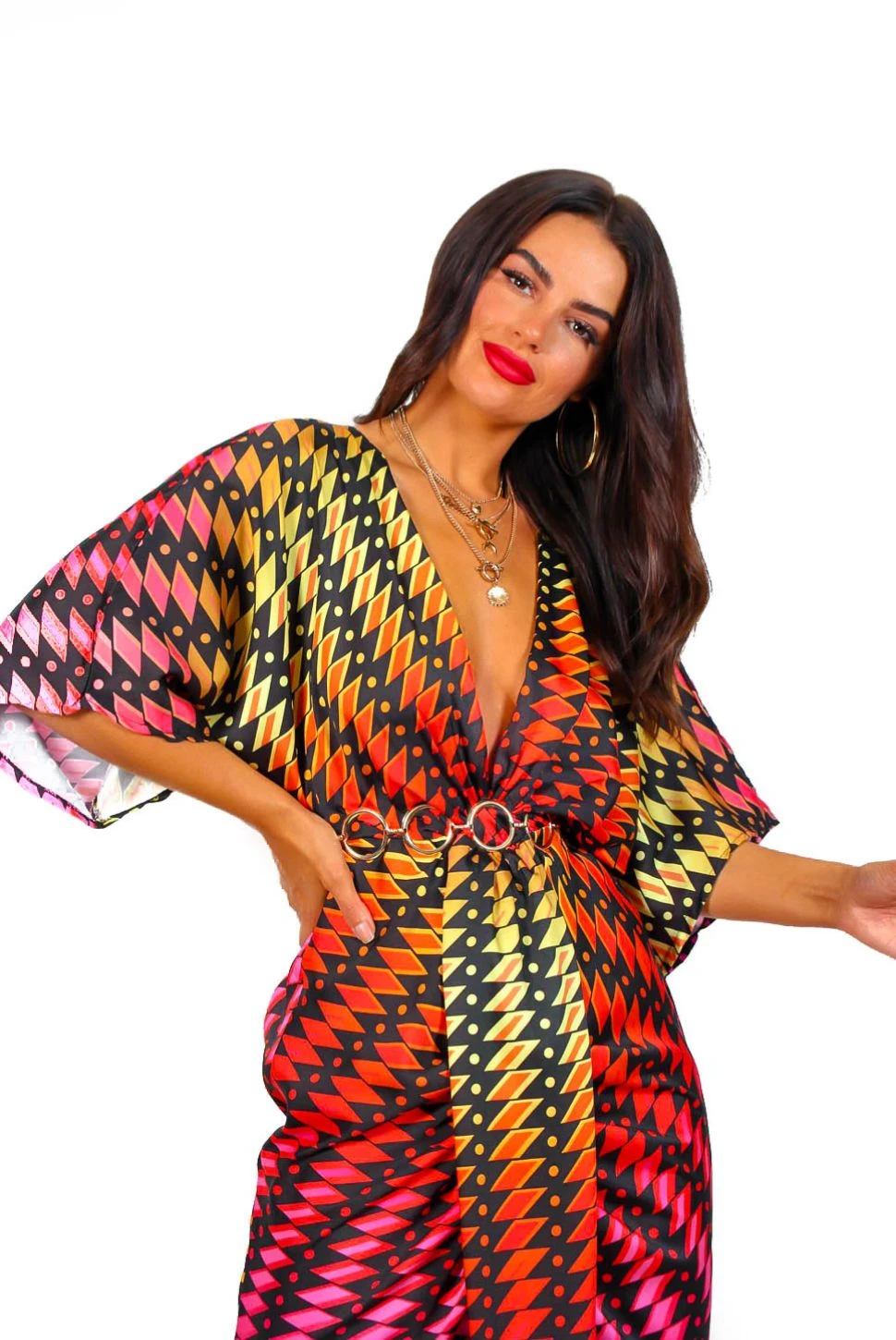 Finders Keepers - Black Multi Aztec Print Midi Dress - Image 2