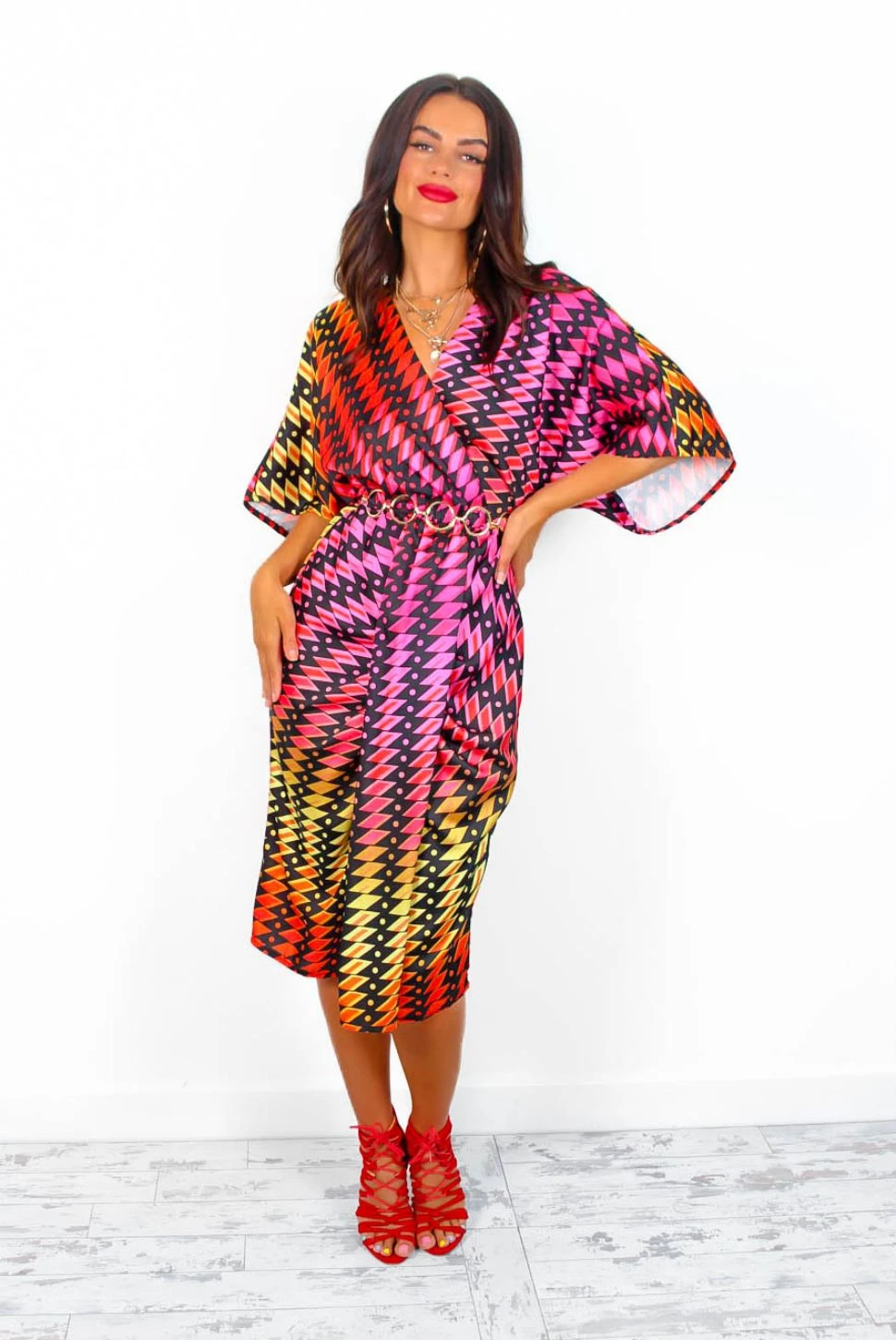 Finders Keepers - Black Multi Aztec Print Midi Dress - Image 5