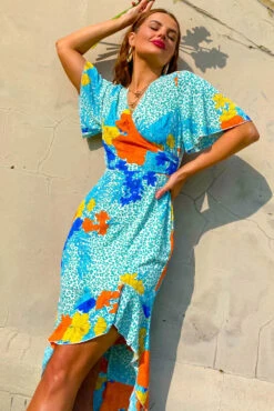 Forever Flirty - Mint Multi Tropical Midi Dress