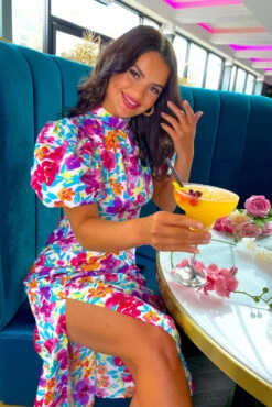 Got The Flower - Purple Multi Floral Midi Dress