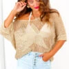 Got A Crochet On You - Metallic Gold Star Crochet Top