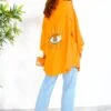Got My Eye On You - Orange Gold Sequin Eye Oversized Shirt