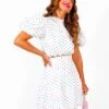 Got The Flower - White Multi Spot Mini Dress