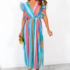 I Have A Dream - Multi Rainbow Glitter Pleated Maxi Dress