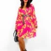 Imagine Me - Pink Chartreuse Floral Mini Dress