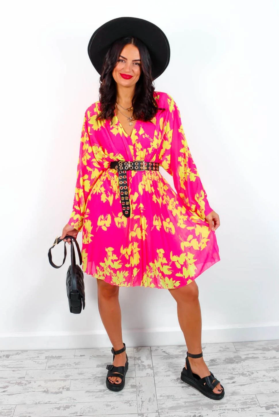 Imagine Me - Pink Chartreuse Floral Mini Dress - Image 6