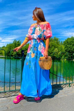 In The Garden - Blue Floral Maxi Dress