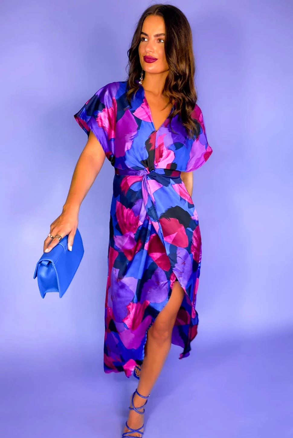 Knot In Love - Cobalt Purple Print Maxi Dress - Image 5