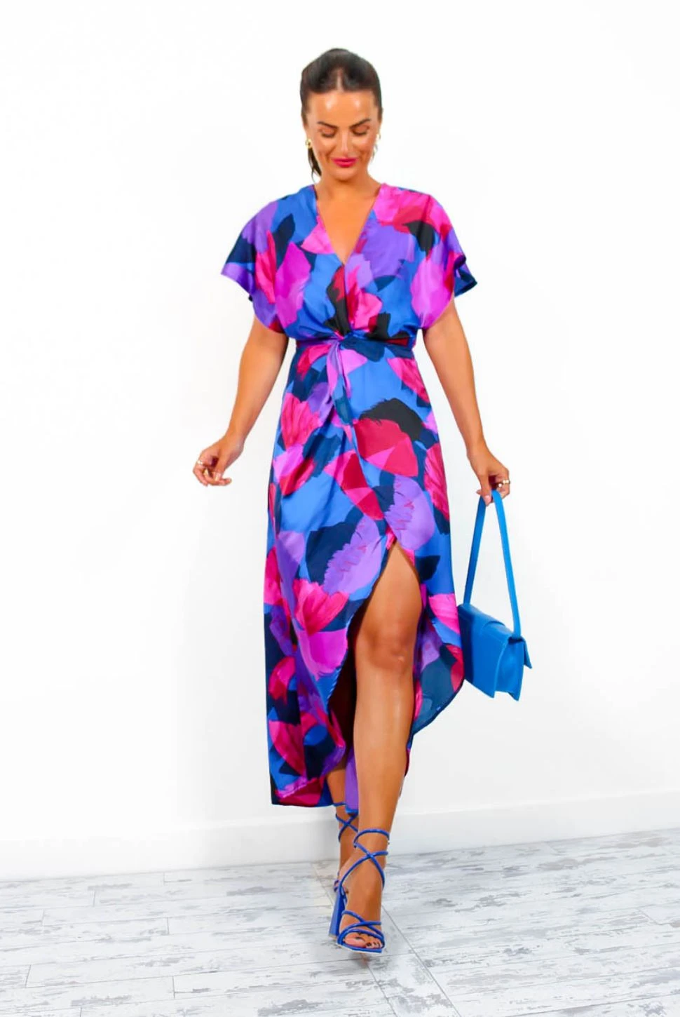 Knot In Love - Cobalt Purple Print Maxi Dress - Image 2
