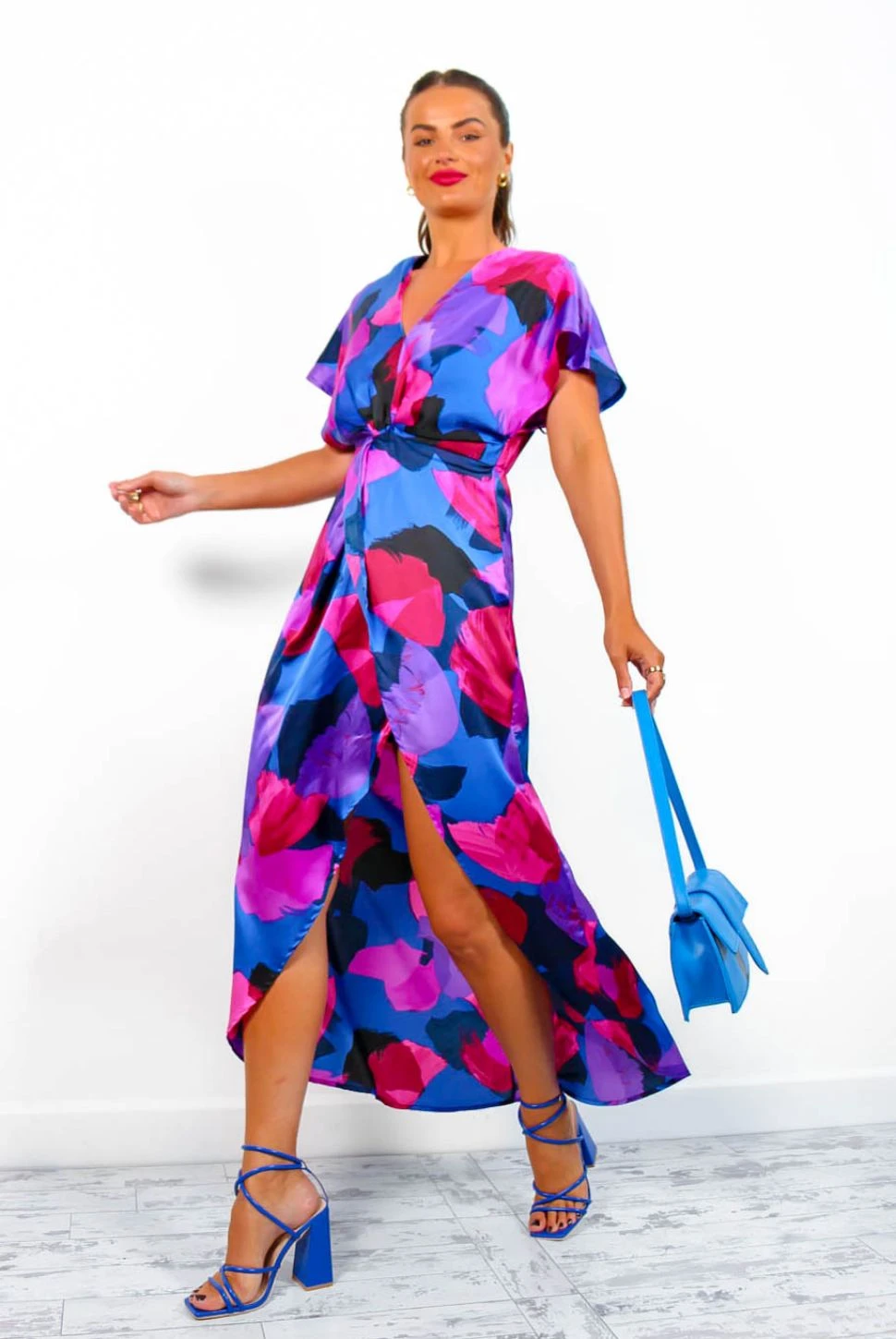 Knot In Love - Cobalt Purple Print Maxi Dress - Image 7