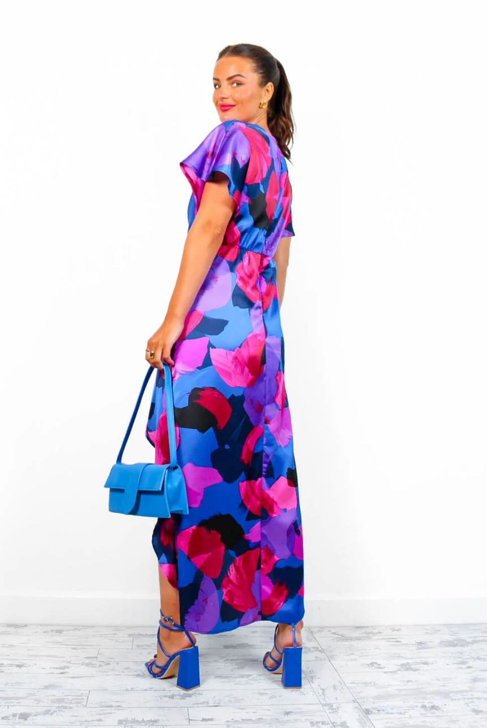 Knot In Love - Cobalt Purple Print Maxi Dress - Image 9