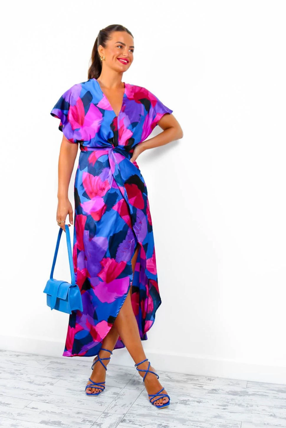 Knot In Love - Cobalt Purple Print Maxi Dress - Image 6