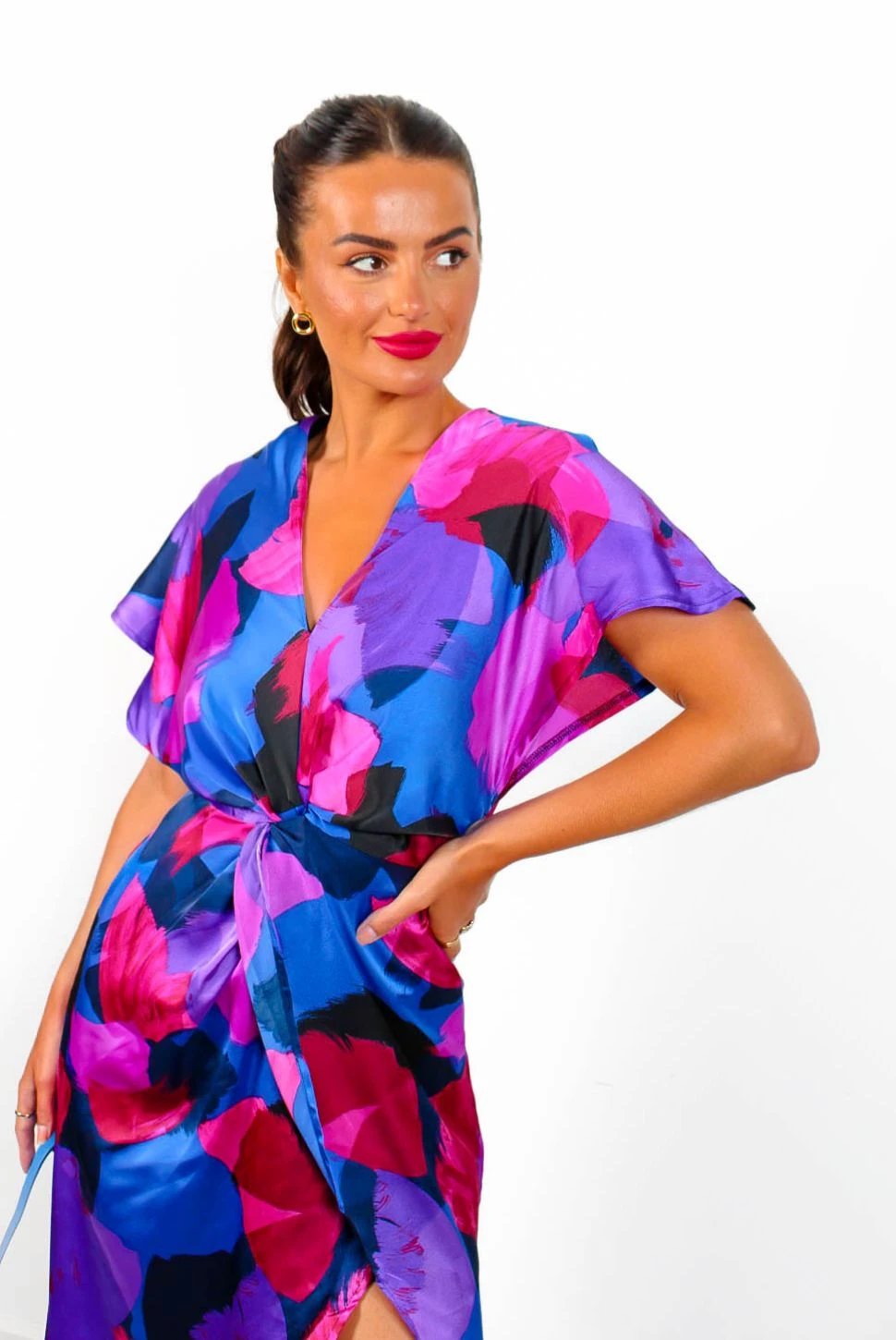 Knot In Love - Cobalt Purple Print Maxi Dress - Image 4