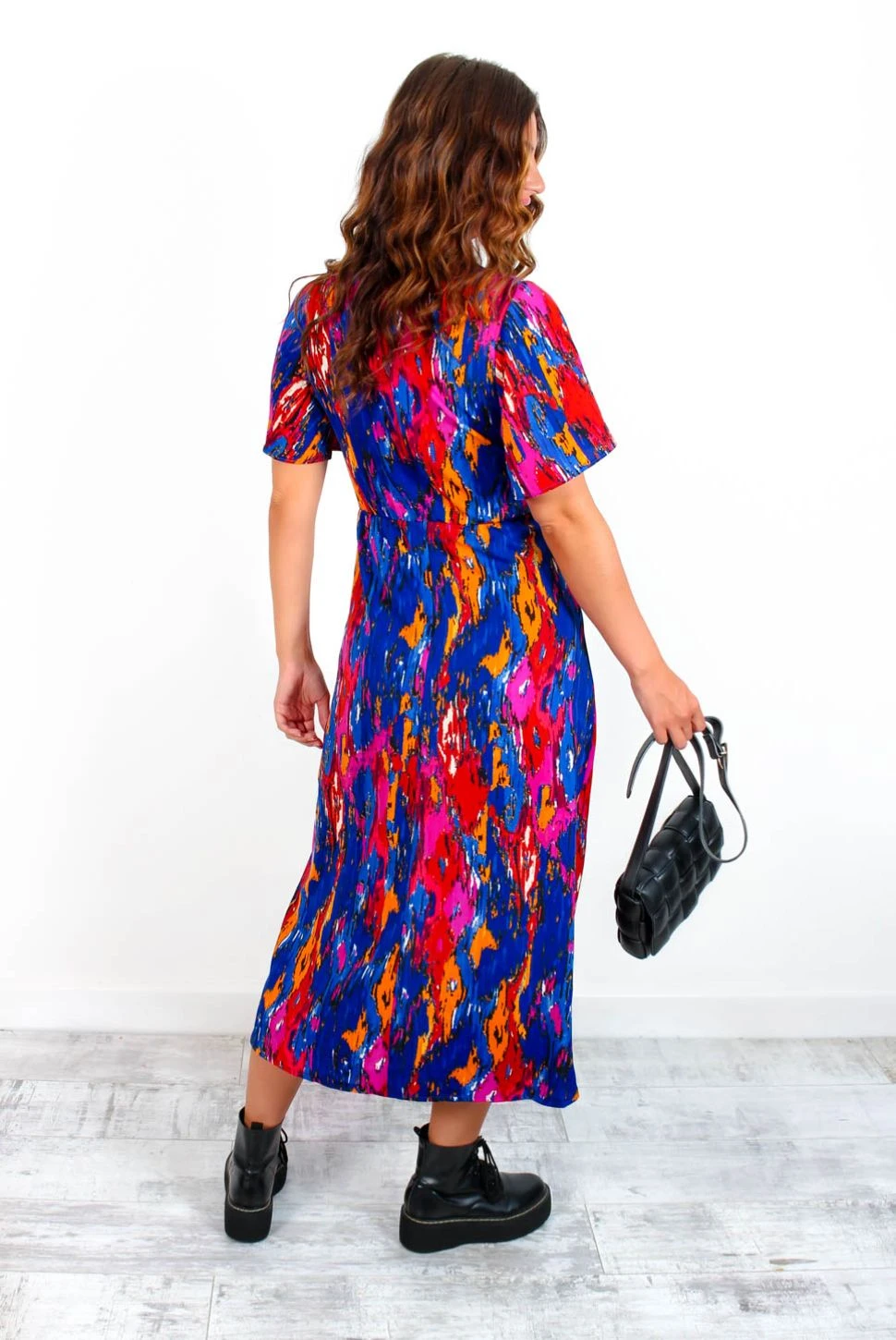 Let's Split - Cobalt Abstract Midi Dress - Image 6