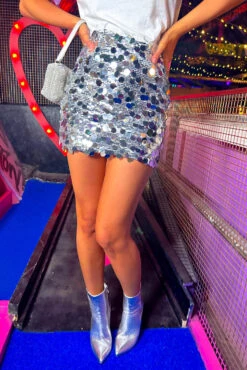 Livin' The Party Life - Silver Sequin Mini Skirt