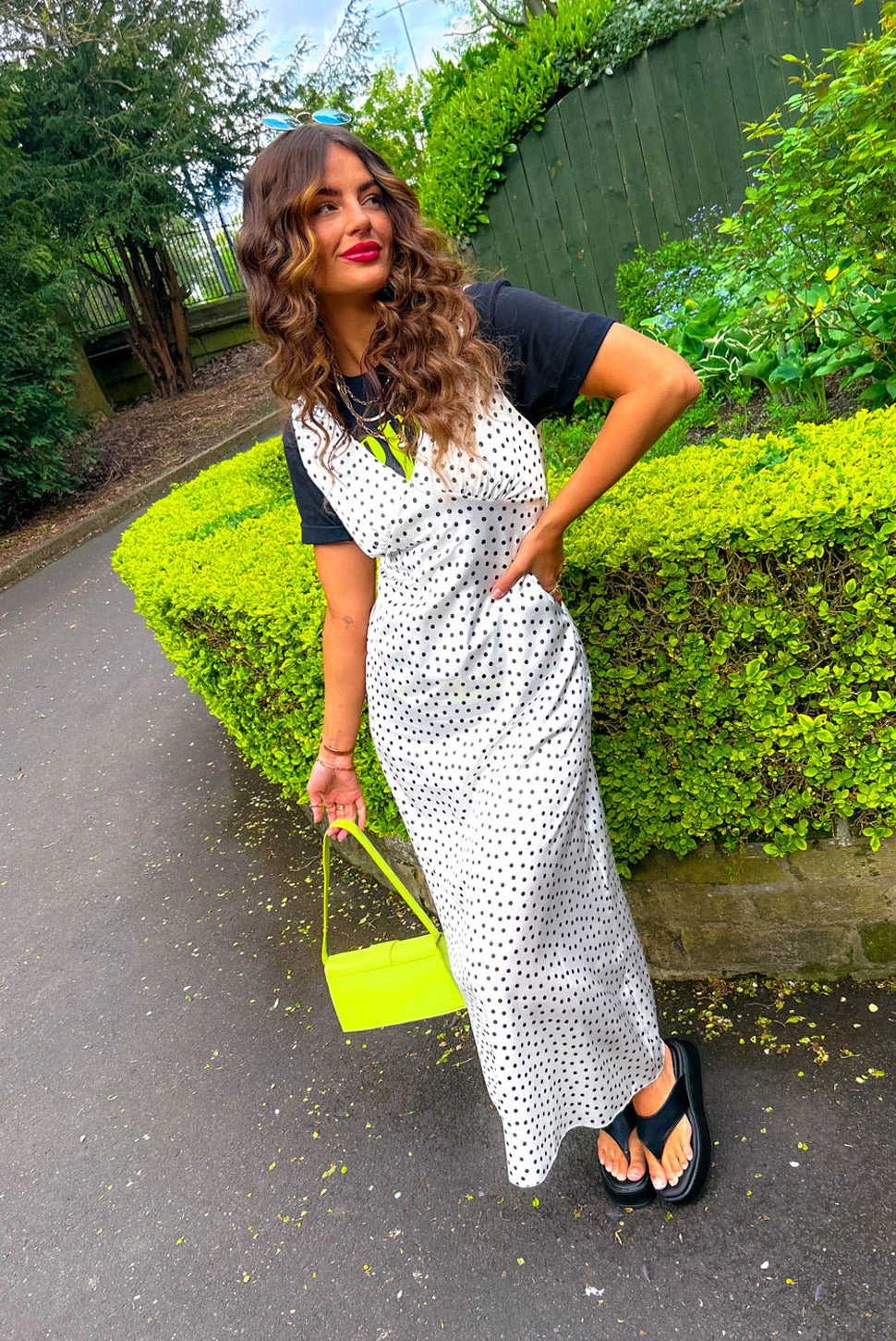 Living In The Moment - White Black Polka Dot Maxi Dress - Image 4