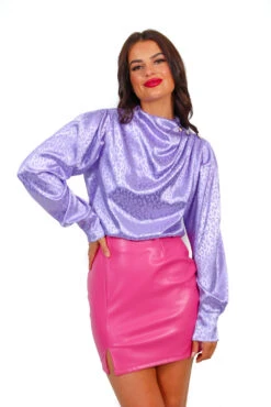 Natural Flirt - Lilac Leopard Jacquard Blouse