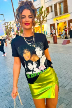 Party Girl Era - Green Metallic Mini Skirt