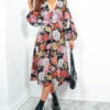 Season Of Love - Black Multi Floral Midi Dress