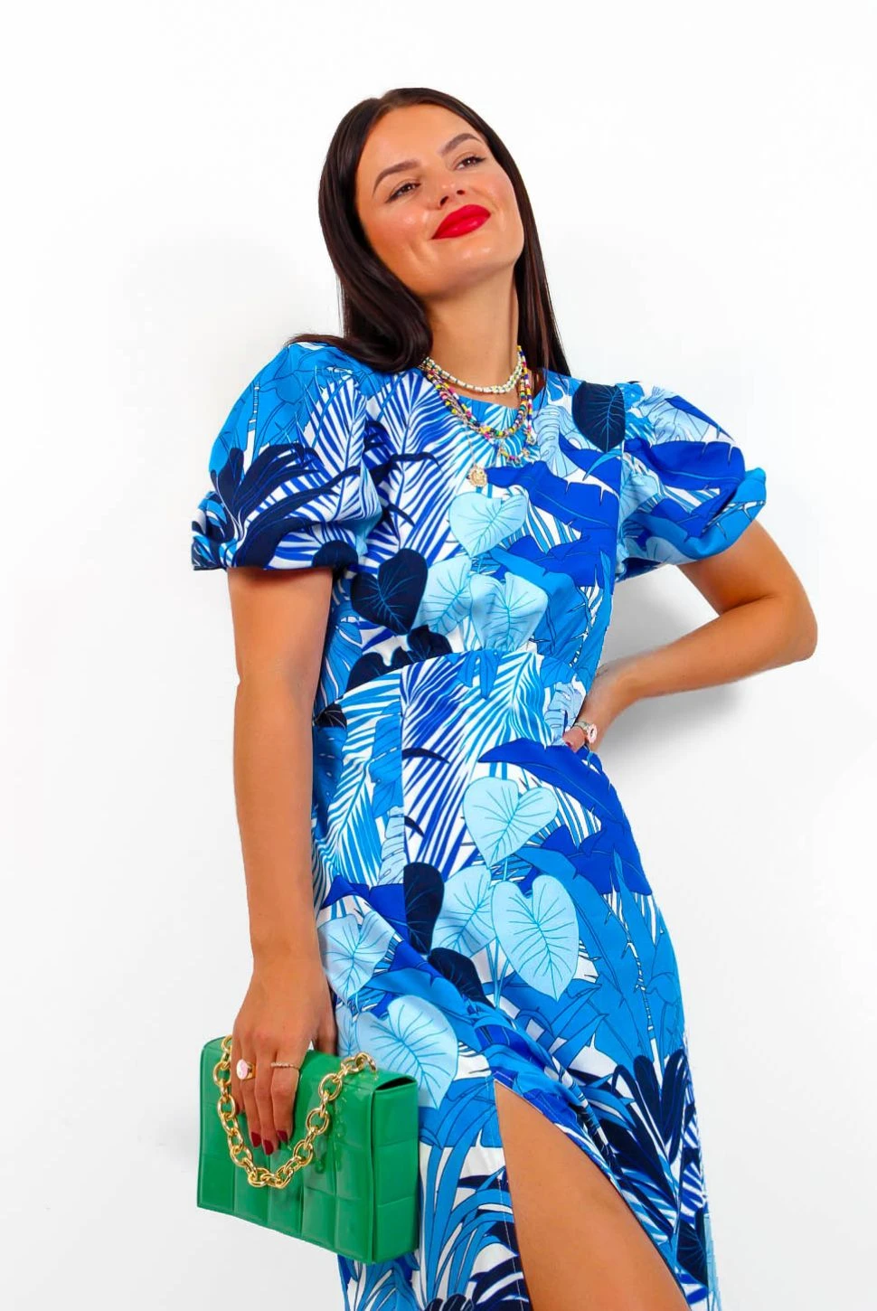 Shes So Vain - Blue Tropical Midi Dress - Image 2