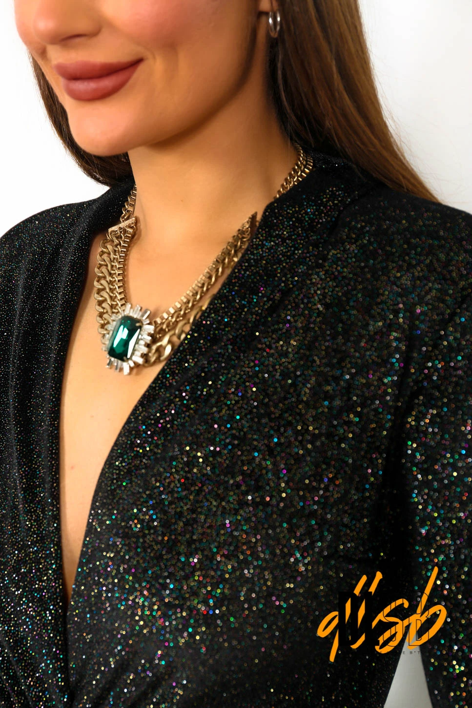 Simple And Elegant - Black Multi Glitter Midi Dress - Image 4