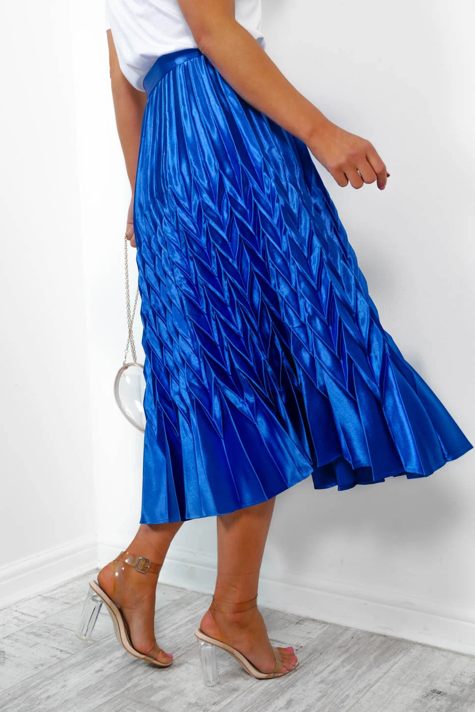 So Marilyn - Cobalt Chevron Pleated Midi Skirt - Image 4