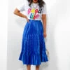 So Marilyn - Cobalt Chevron Pleated Midi Skirt