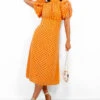 Spots Wrong? - Orange Polka Dot Midi Dress