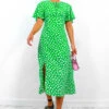 Take My Heart - Green Printed Midi Dress