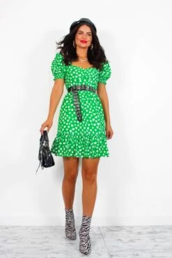 What A Sweetheart - Green Abstract Heart Mini Dress